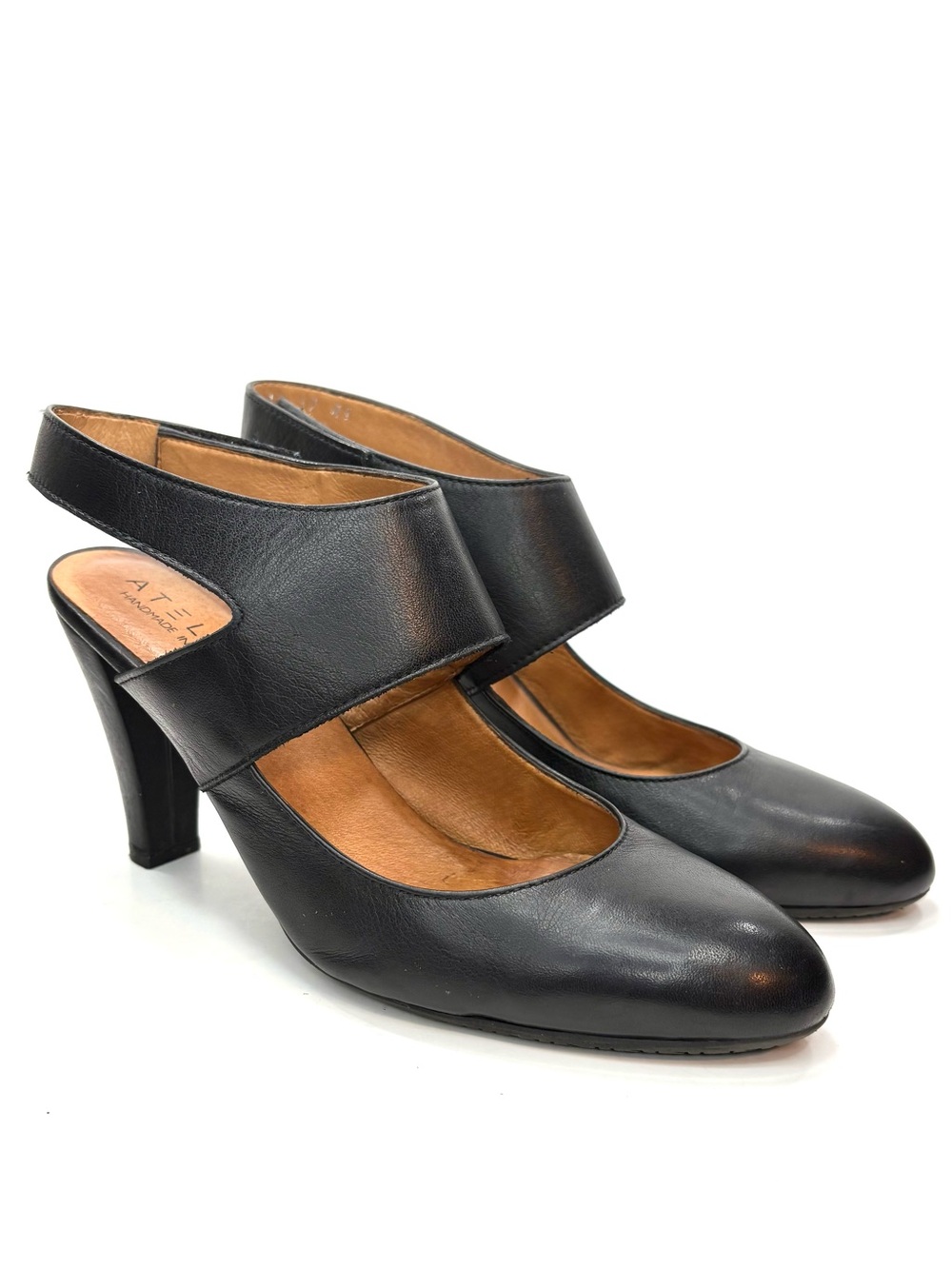 Ateliers Black Leather Slingback Heels | 41